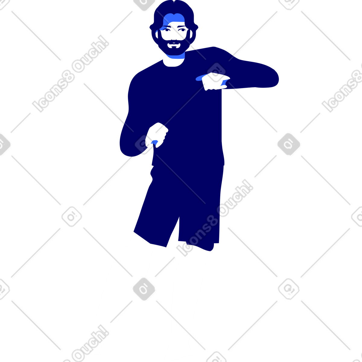 Dancer in dark blue shirt and shorts illustration Lounge style download PNG, SVG