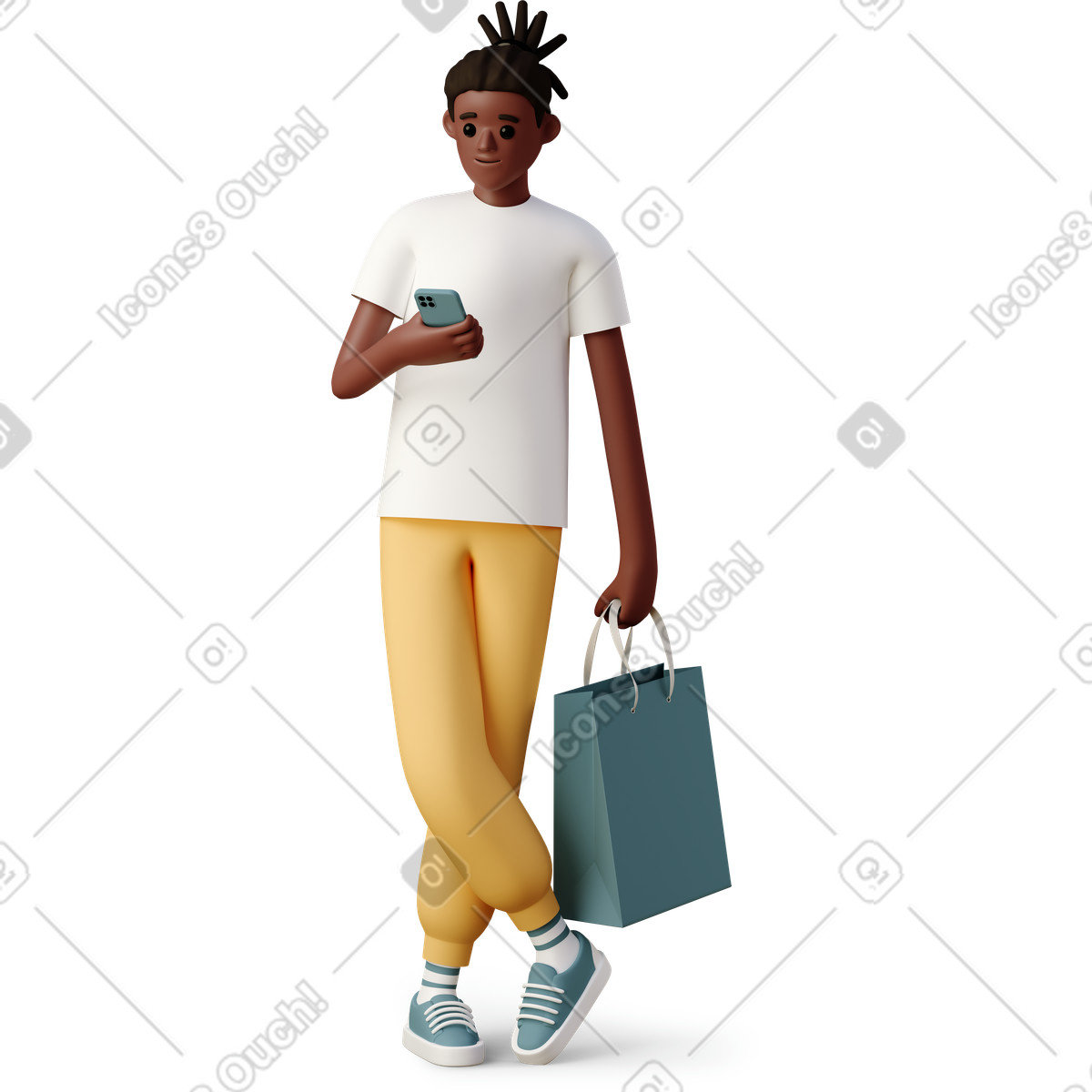 3D Casual life 스타일의 Boy holding shopping bag 일러스트레이션 PNG, SVG 다운로드