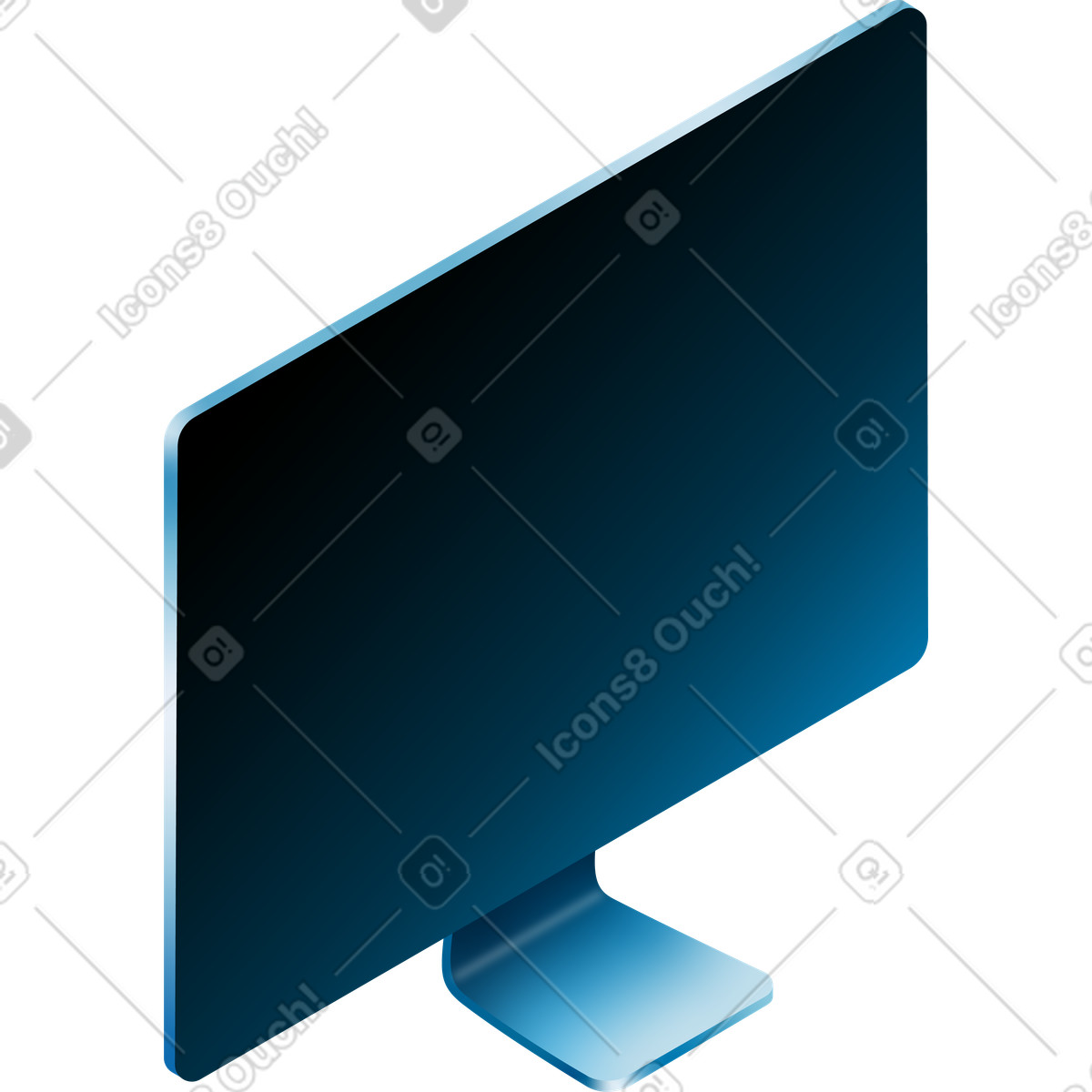 Isometric blue imac pro monitor illustration in PNG, SVG