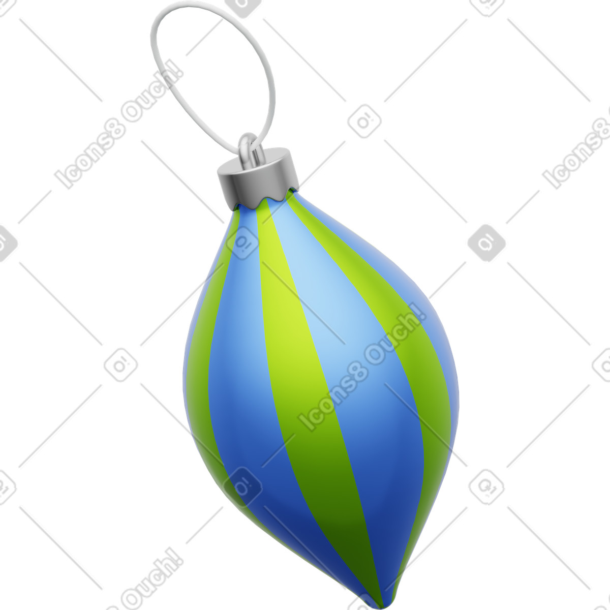 Christmas ornament, festive decoration, striped bauble illustration in 3D Playful style download in PNG, SVG