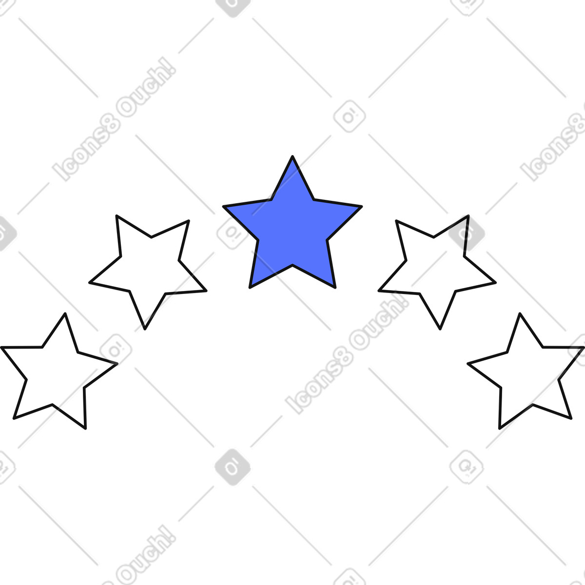 下载 Main 风格的 Rating stars row with blue one in the middle 插画，支持 PNG、SVG 格式