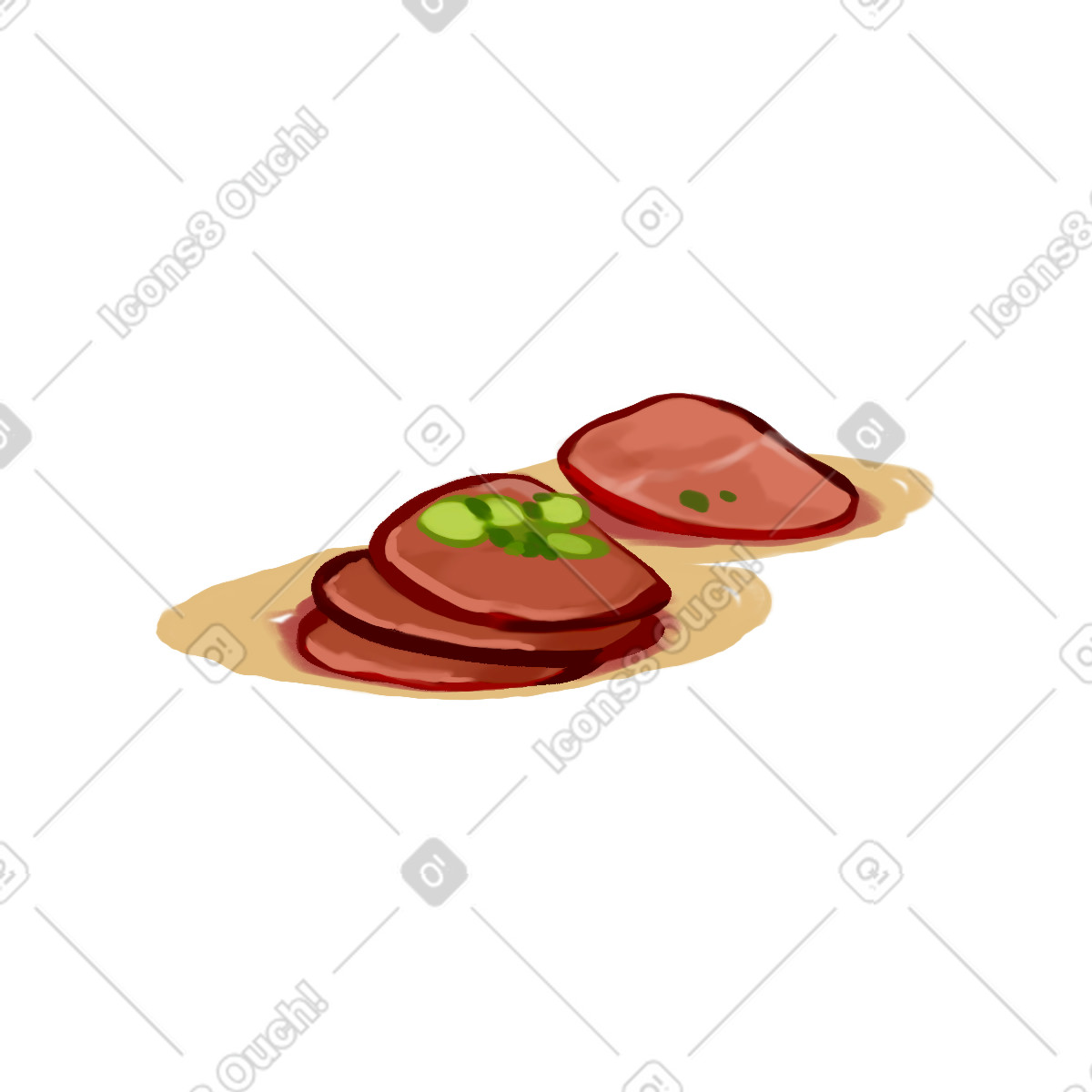 Steak and sauce-Illustration im Ikigai-Stil als Download in PNG, SVG
