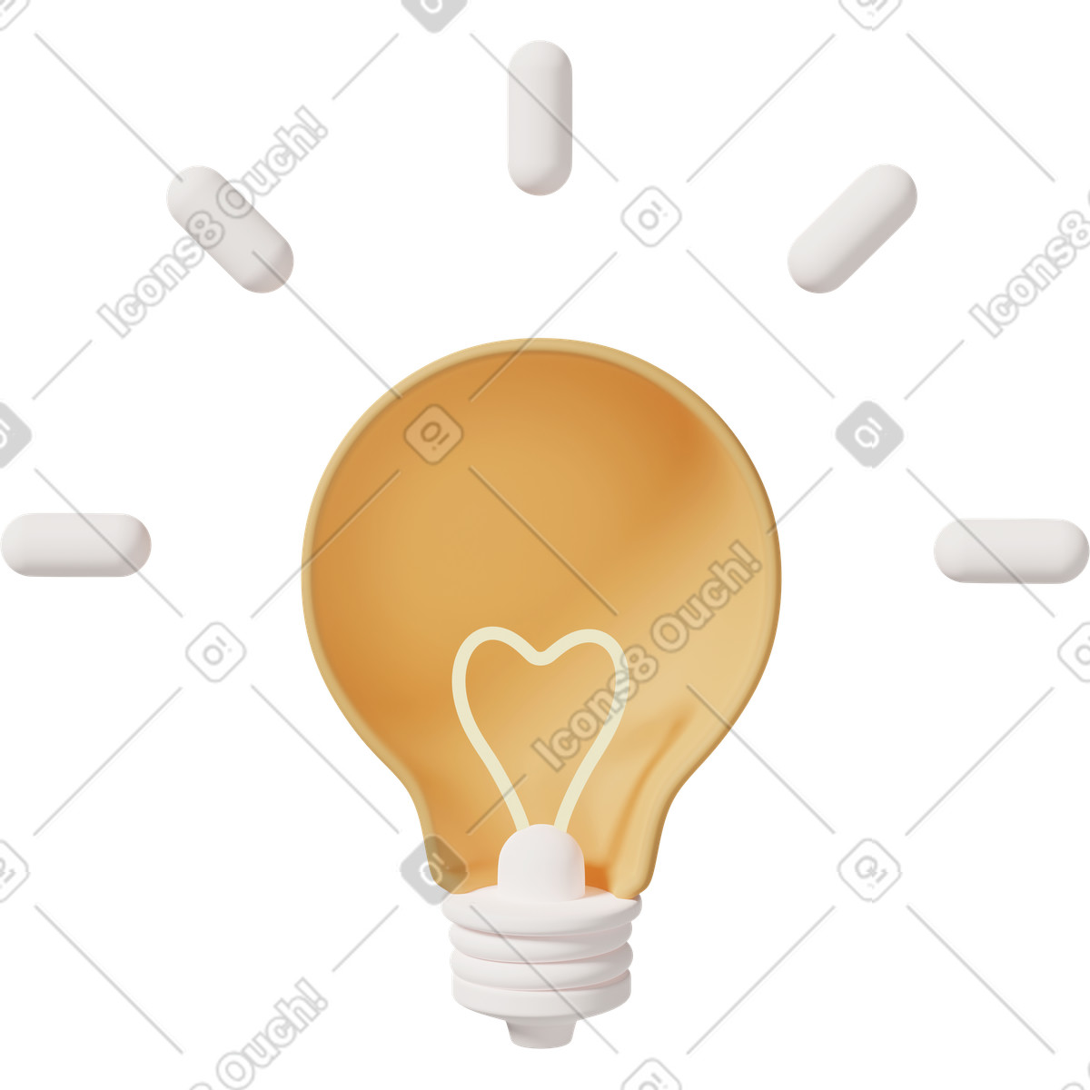 3D Casual life 스타일의 Idea yellow lamp 일러스트레이션 PNG, SVG 다운로드