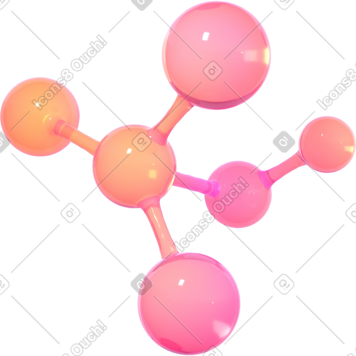 Irisierende verbindungen in einem glasmolekül-Illustration im 3D Glassy-Stil als Download PNG, SVG