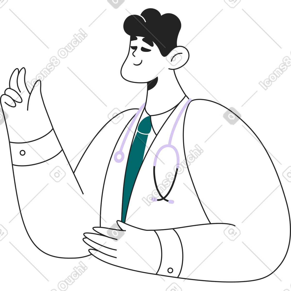 Ilustración Doctor sosteniendo algo en sus manos estilo Sammy Line a descargar PNG y SVG
