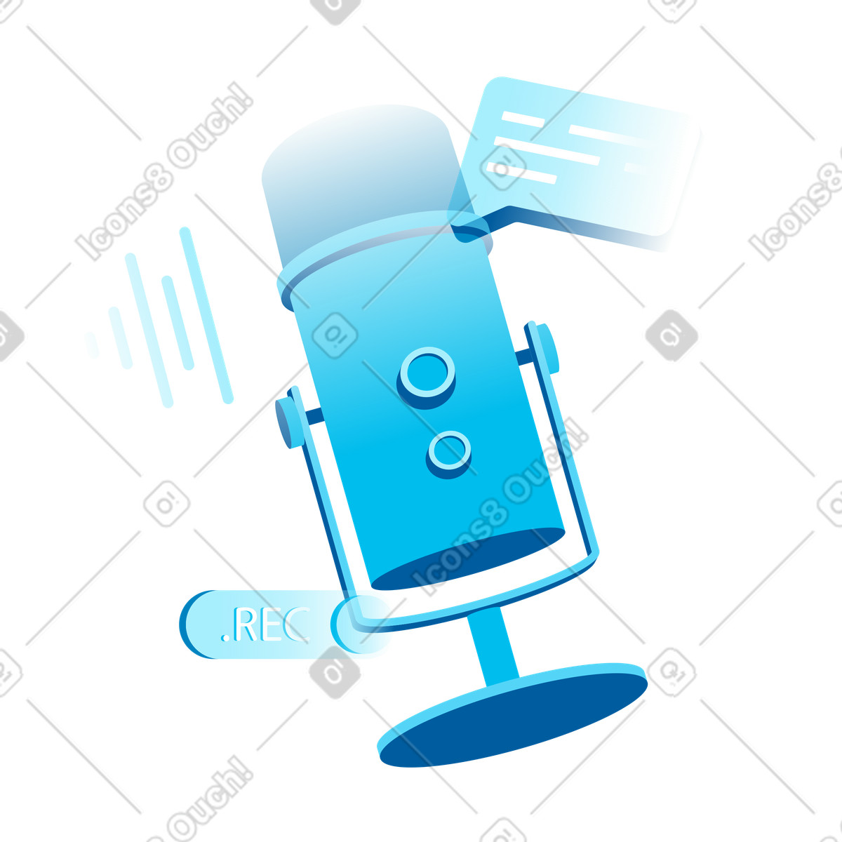 Ilustración Grabación de podcast con micrófono profesional en estilo Icy a descargar en PNG y SVG