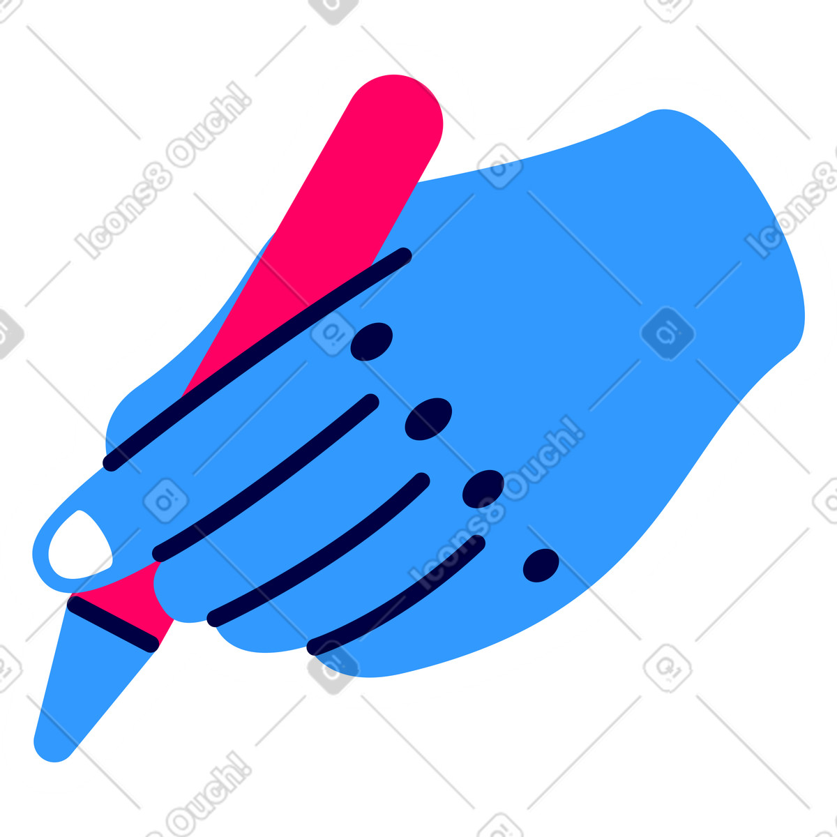 Mano con la matita illustrazione in stile Rondy Stickers scarica in PNG, SVG