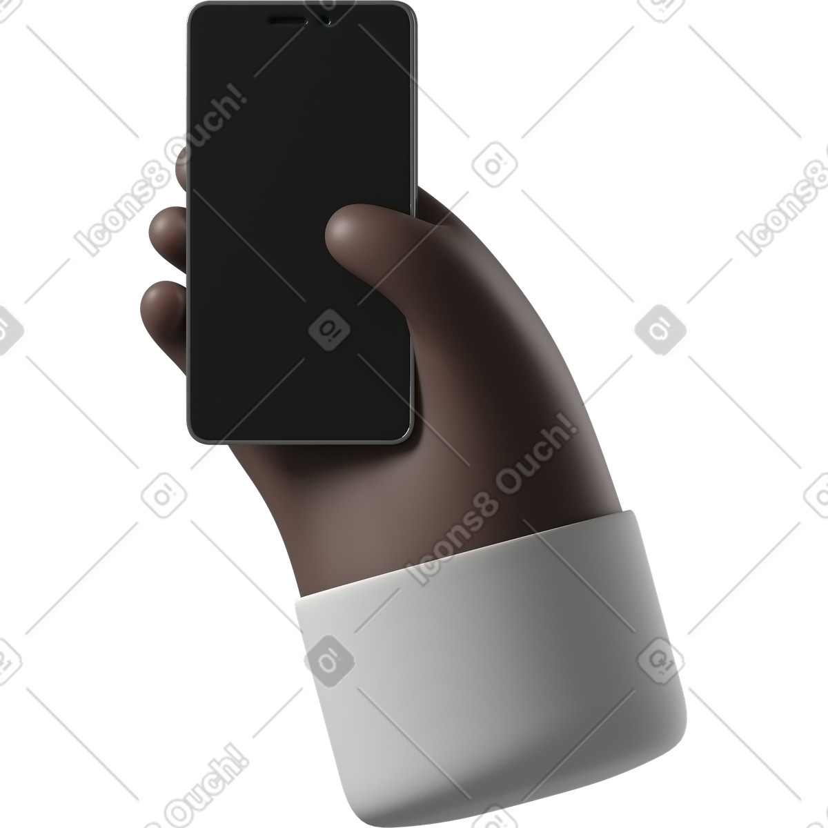 下载 3D Hands Fun&Wild 风格的 有电话的黑皮肤手 插画，支持 PNG、SVG 格式