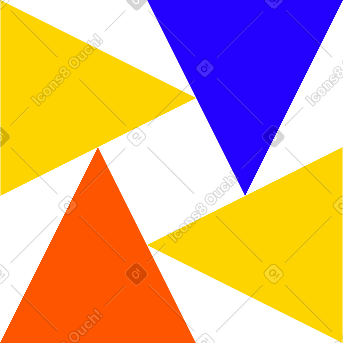 Four yellow triangles illustration in Framework style download in PNG, SVG