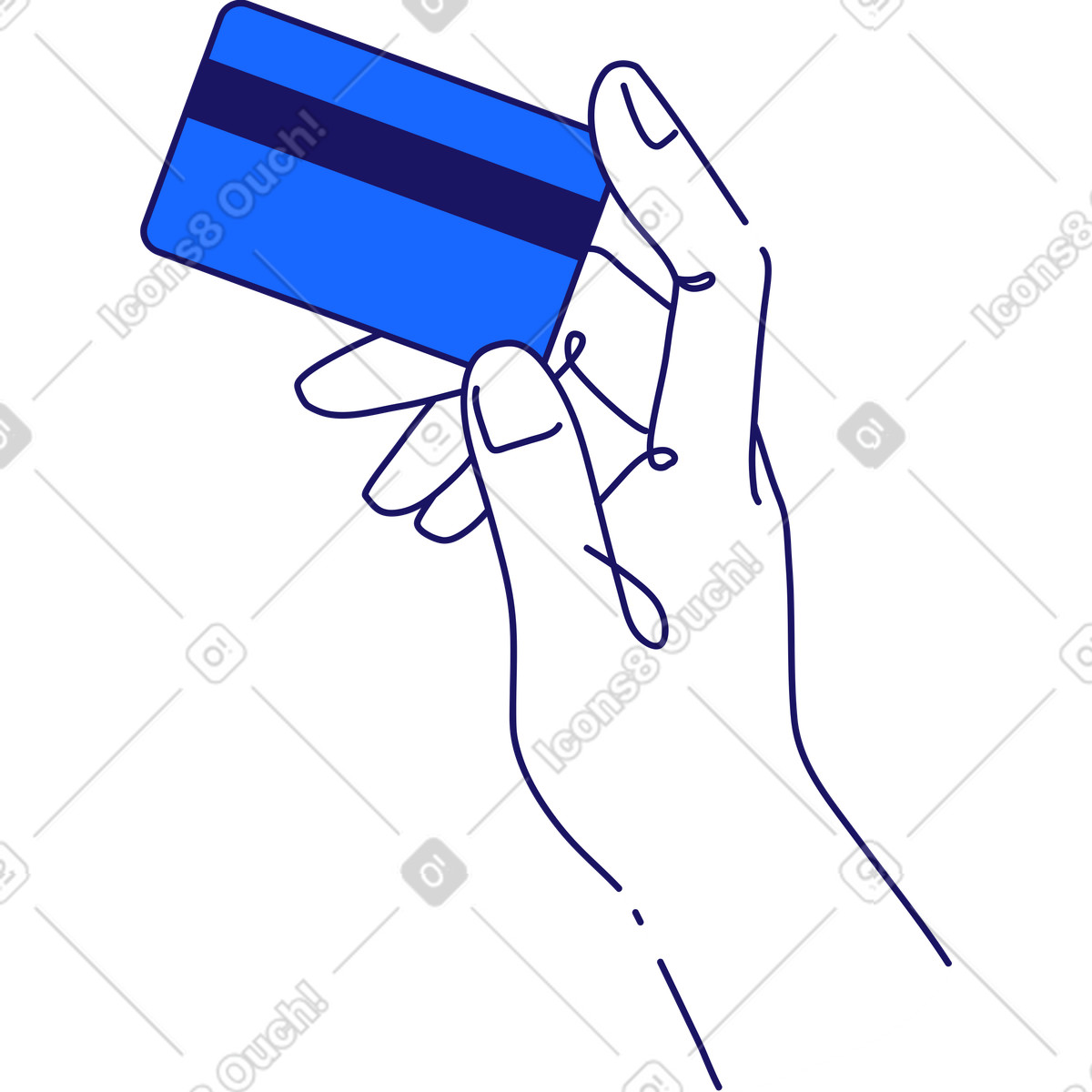 Mano che tiene una carta bancaria di plastica illustrazione in stile Matey scarica in PNG, SVG