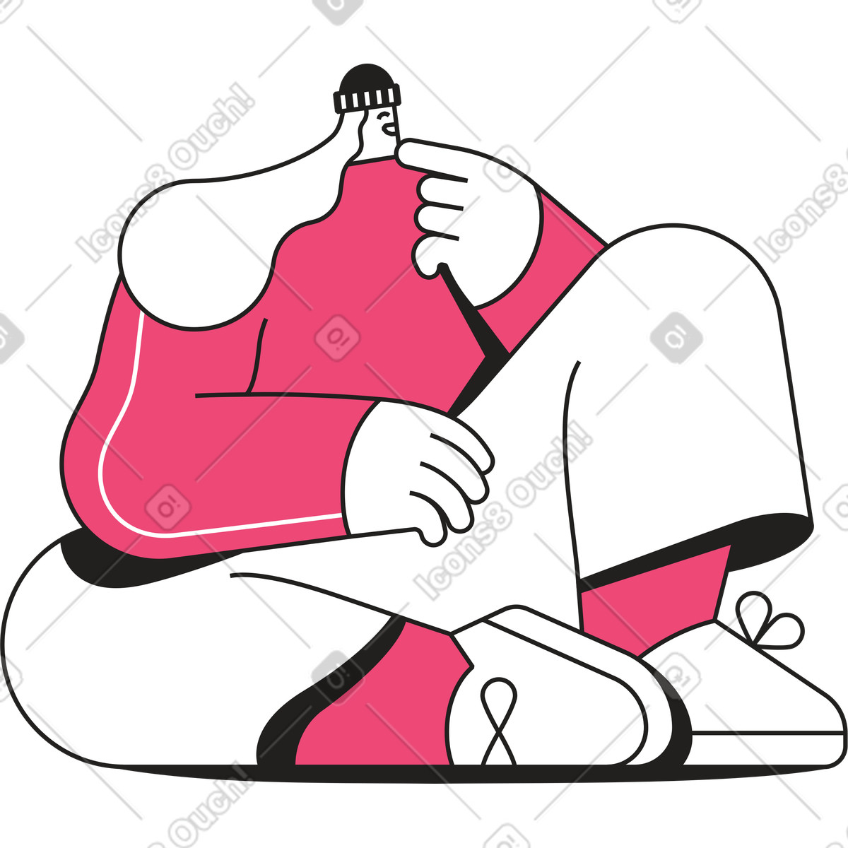 Ilustración Niña mirando estrellas y pensando en estilo Dazzle Line a descargar en PNG SVG