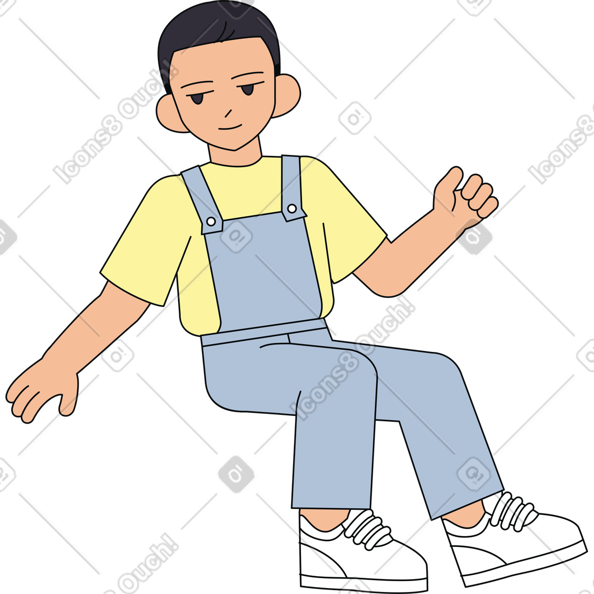 Ilustração de Homem sentado em no estilo Teko para baixar em PNG, SVG
