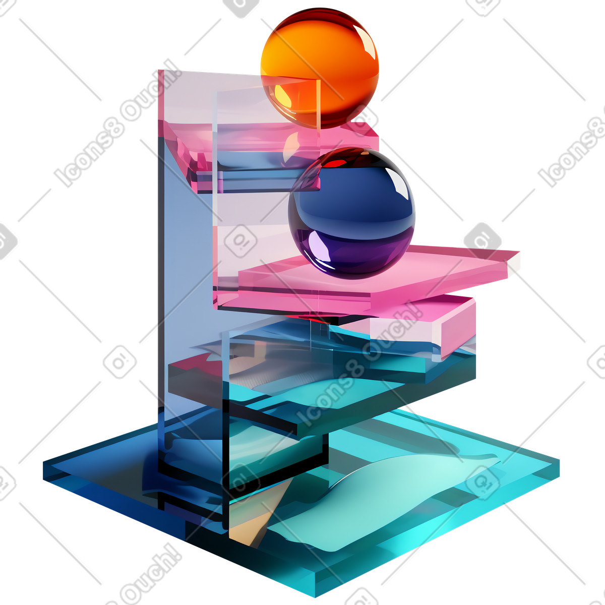 Ilustração de Pilha formas vidro coloridas em no estilo 3D Construction para baixar em PNG, SVG