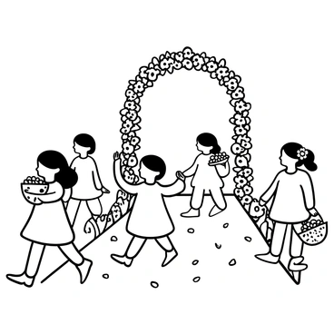 Little flower girls scattering petals as they walk down the aisle.