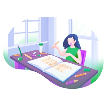 A modern pastel illustration depicting an artist seated at a wooden table, focused on sketching an intricate needle design in a large open notebook. The artist is holding a pencil in one hand, with a look of concentration on their face. Scattered around the table are art supplies, including colored pencils, erasers, and a ruler. The background features a softly illuminated workspace with a window allowing natural light to pour in, enhancing the creative atmosphere.