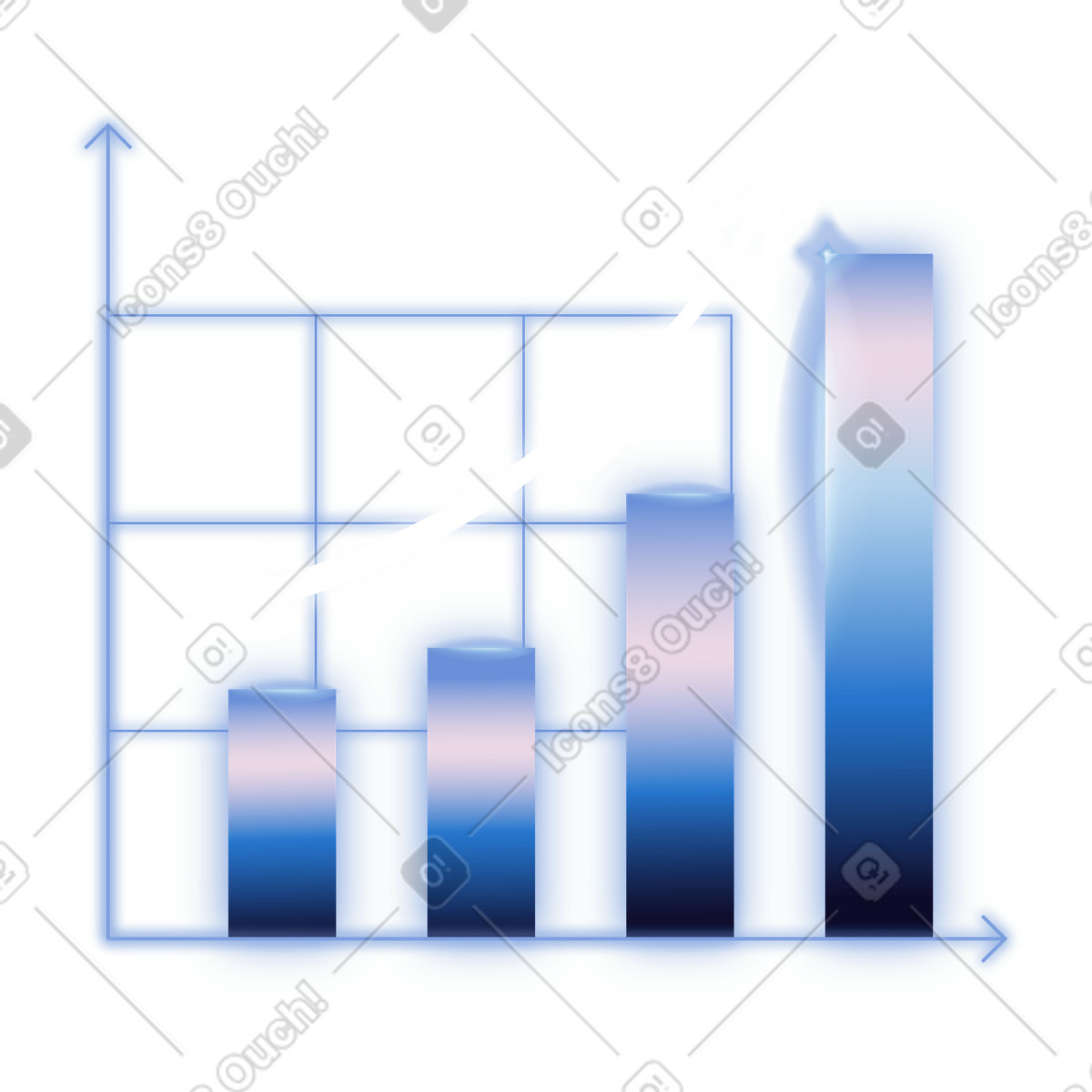Business profit growth, Sales reporting, Bar graph with arrow up illustration in Dimension style download in PNG, SVG