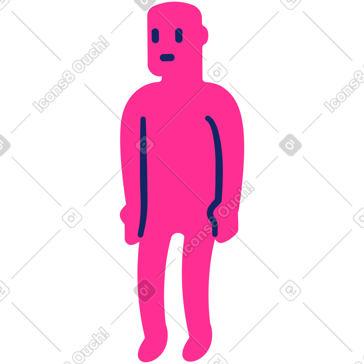 Man with pink skin naked illustrazione in stile Cyborg scarica in PNG, SVG