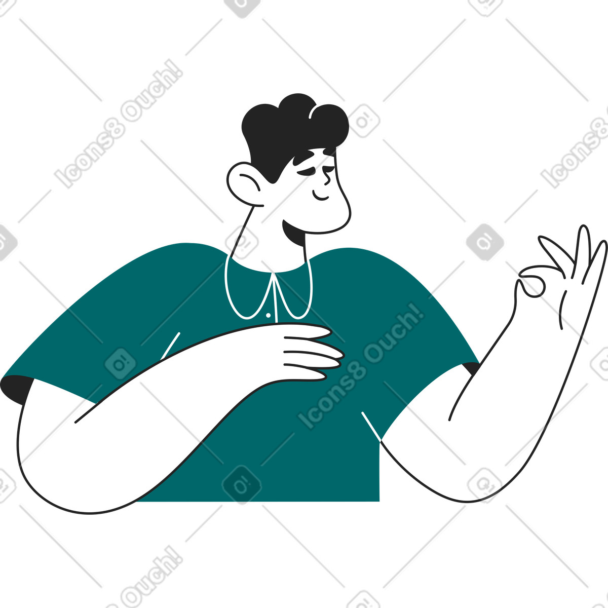 Mann, der etwas in seinen händen hält-Illustration im Sammy Line-Stil als Download PNG, SVG