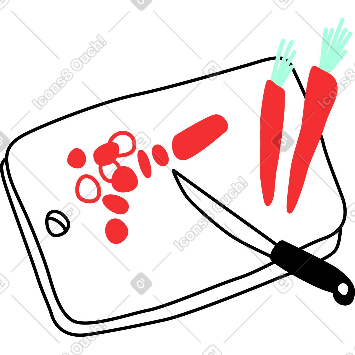 Board knife and carrots illustration in Spicy style download in PNG, SVG