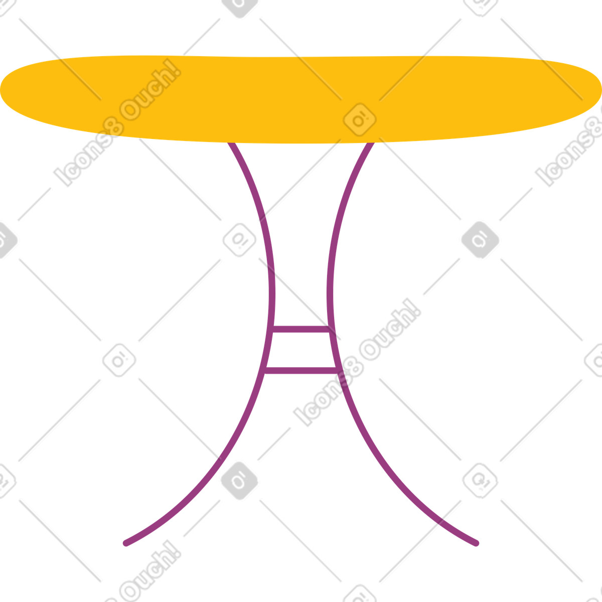 Tavolino semicircolare illustrazione in stile Sammy scarica in PNG, SVG