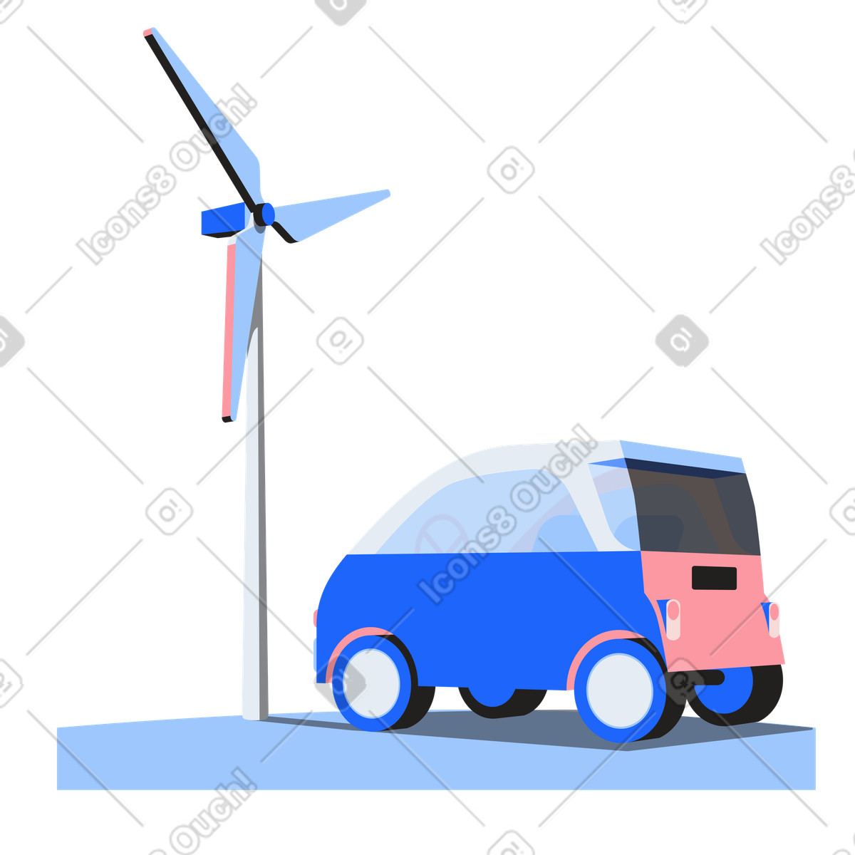 풍력 터빈을 이용한 대체 에너지 illustration in Editorial style download in PNG, SVG