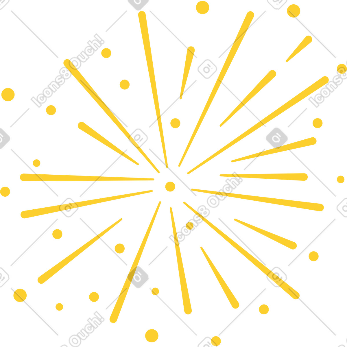 Fireworks big illustration sparks clipart on transparent background in PNG