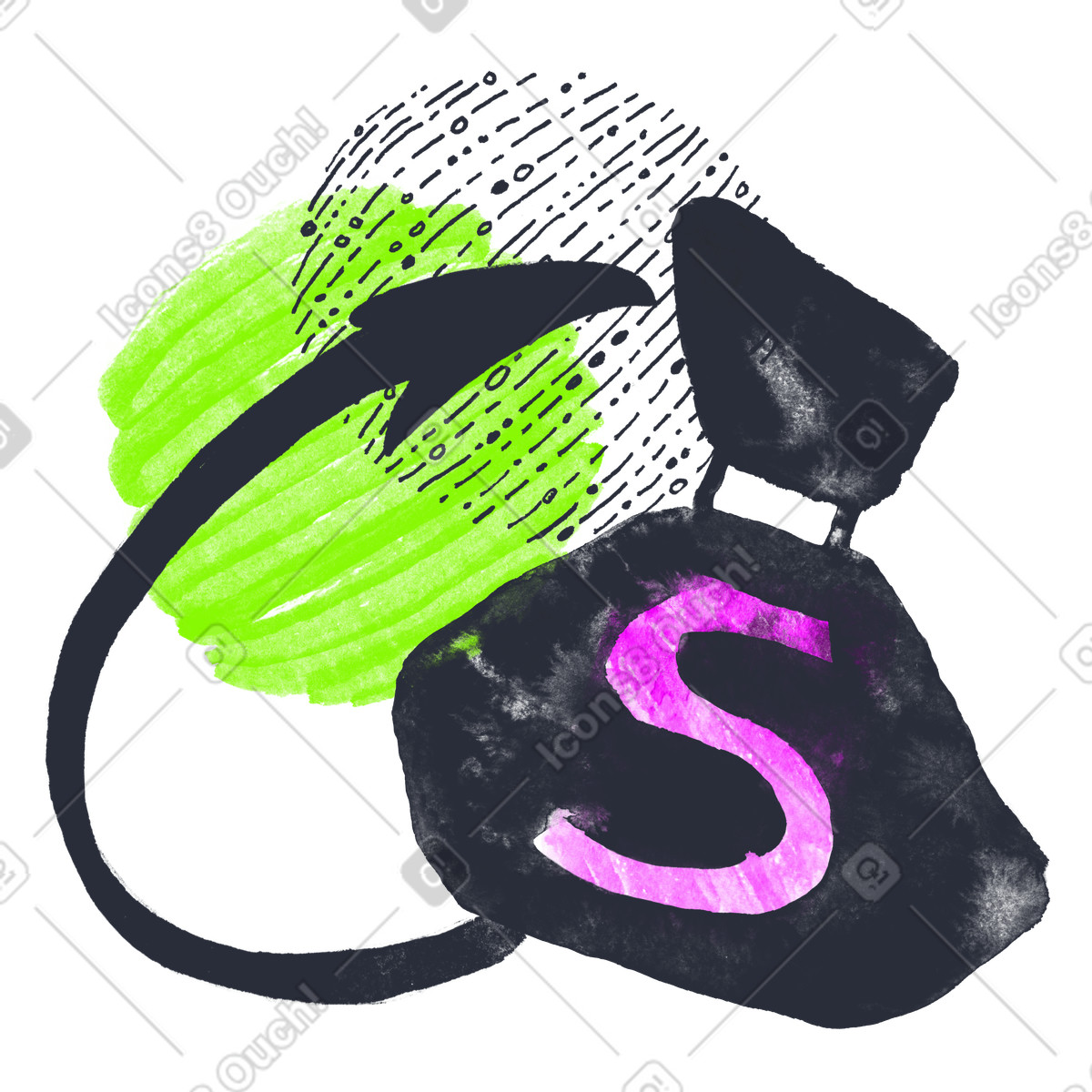 Sacchetto di soldi in dollari con freccia illustrazione stile Inky scarica PNG, SVG