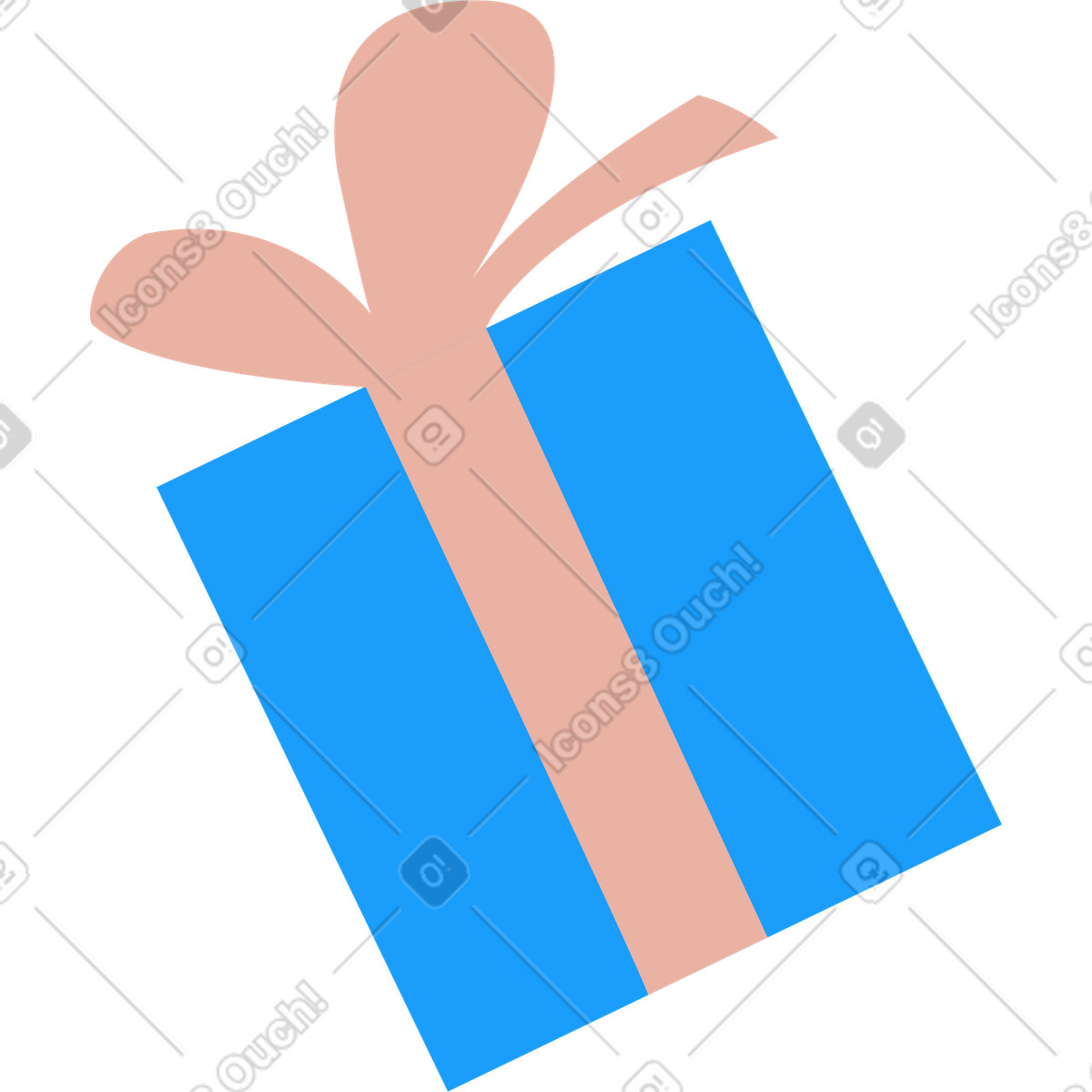 Ilustración Caja de regalo azul con un lazo rojo en estilo Kiddo a descargar en PNG y SVG