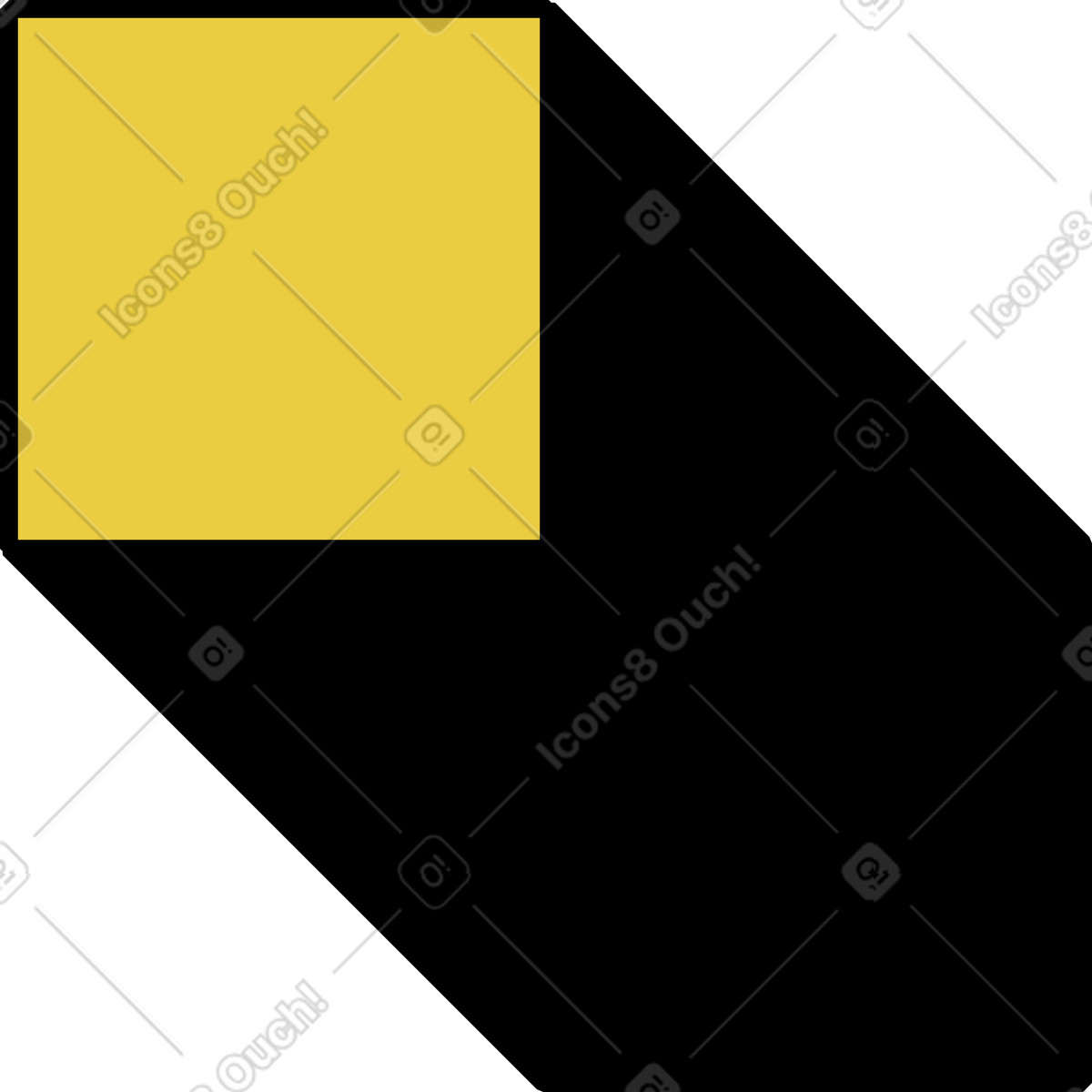 Memphis スタイルの 側面が黒い立方体 のイラストをPNG、SVG形式でダウンロード