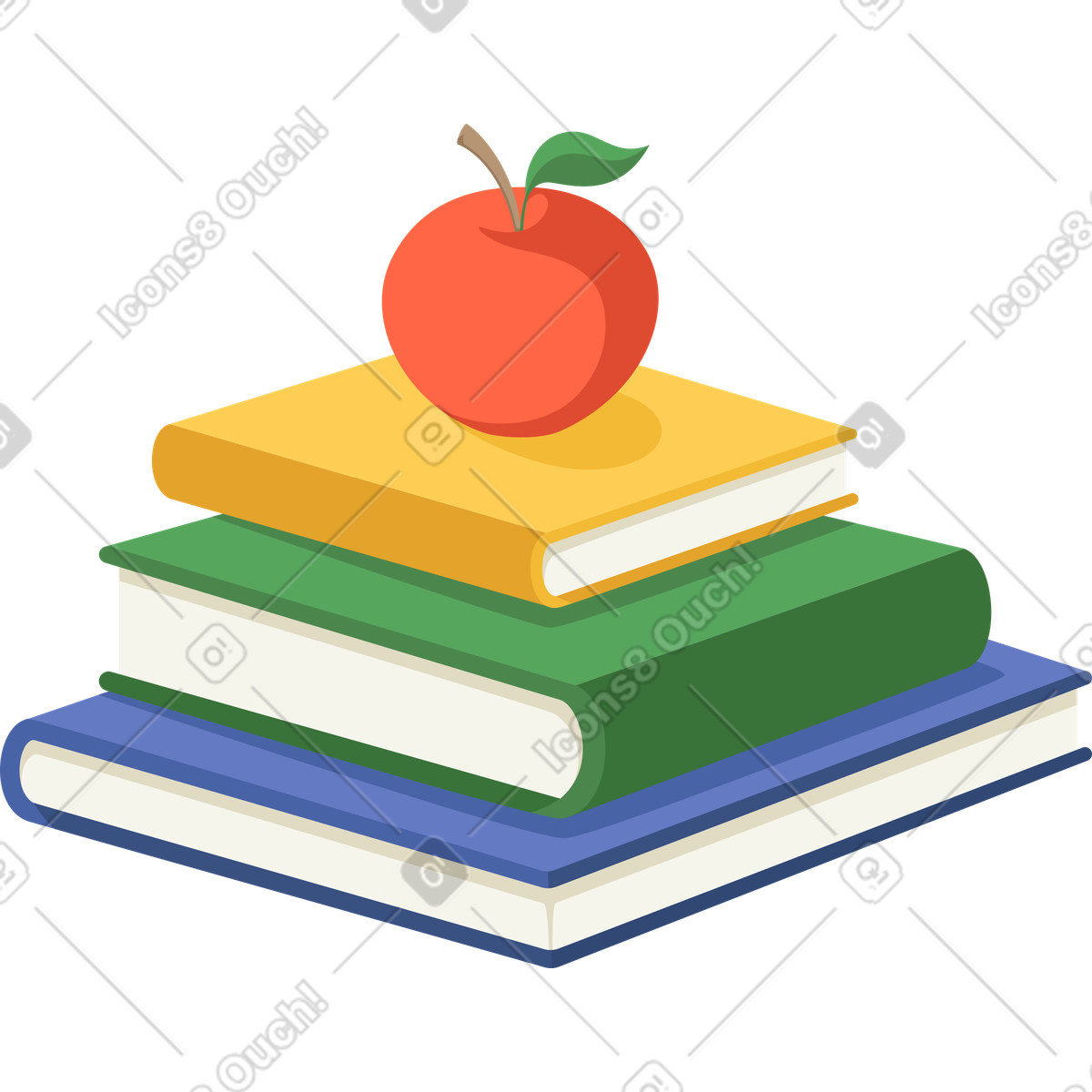 Illustration Livre avec pomme dans le style Social à télécharger aux formats PNG, SVG