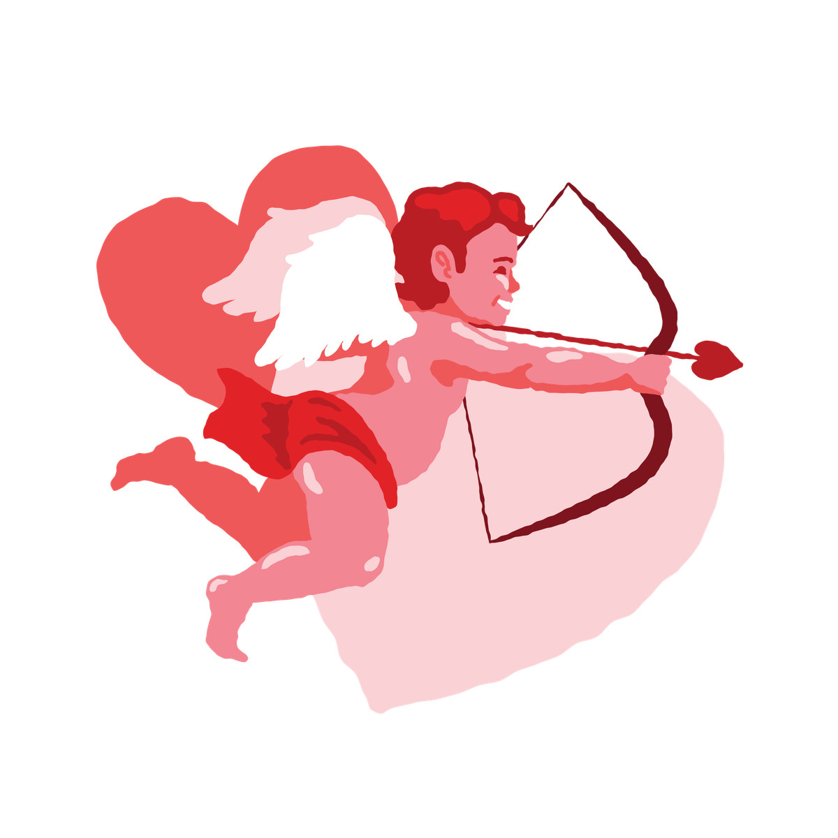 Cupid shooting an arrow from bow illustration in Cherry style download in PNG, SVG