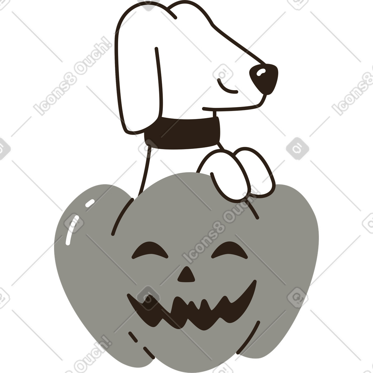 Ilustración Perro con calabaza en estilo Plain a descargar en PNG y SVG