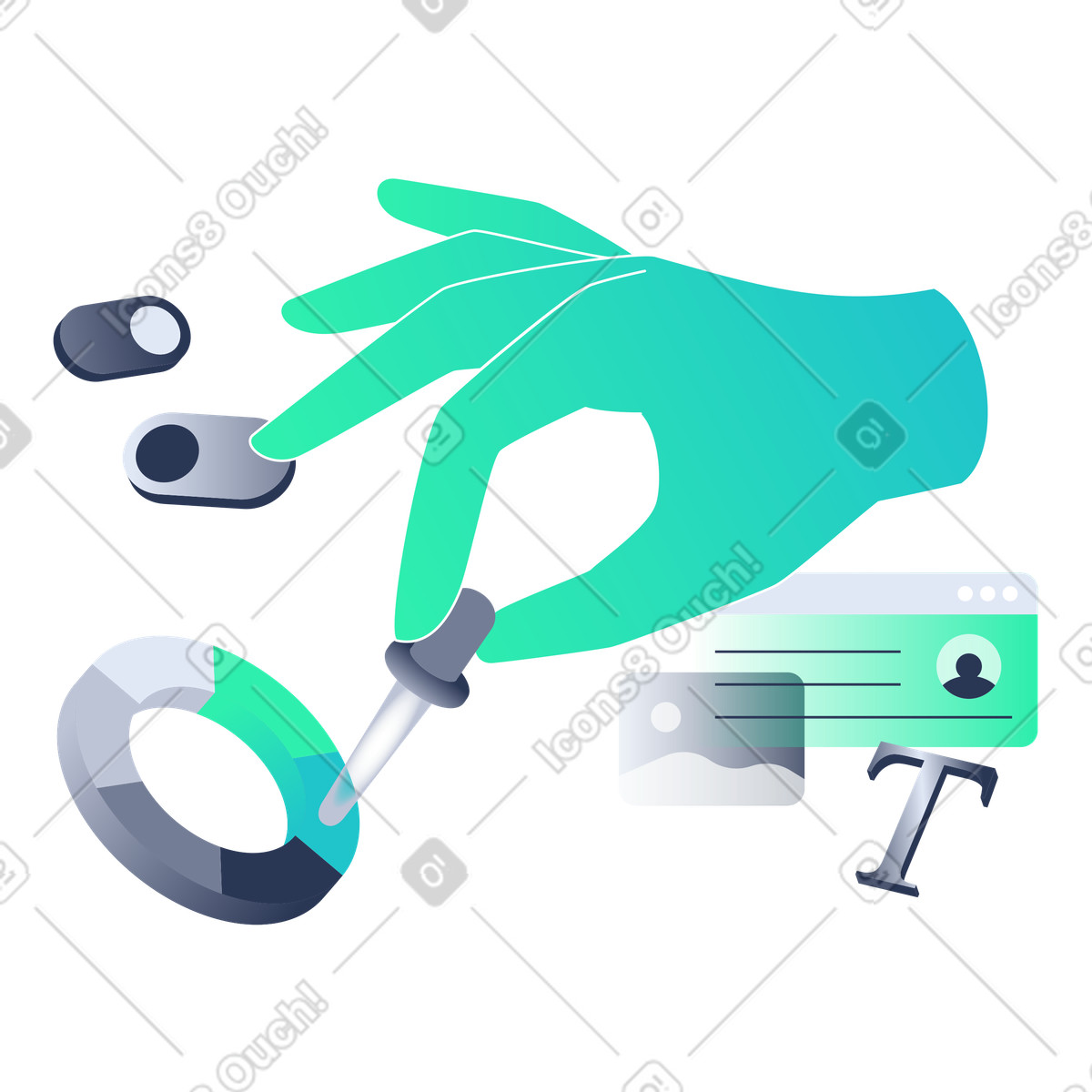 Web design: selezione di un colore con contagocce illustrazione in stile Lucent scarica in PNG, SVG