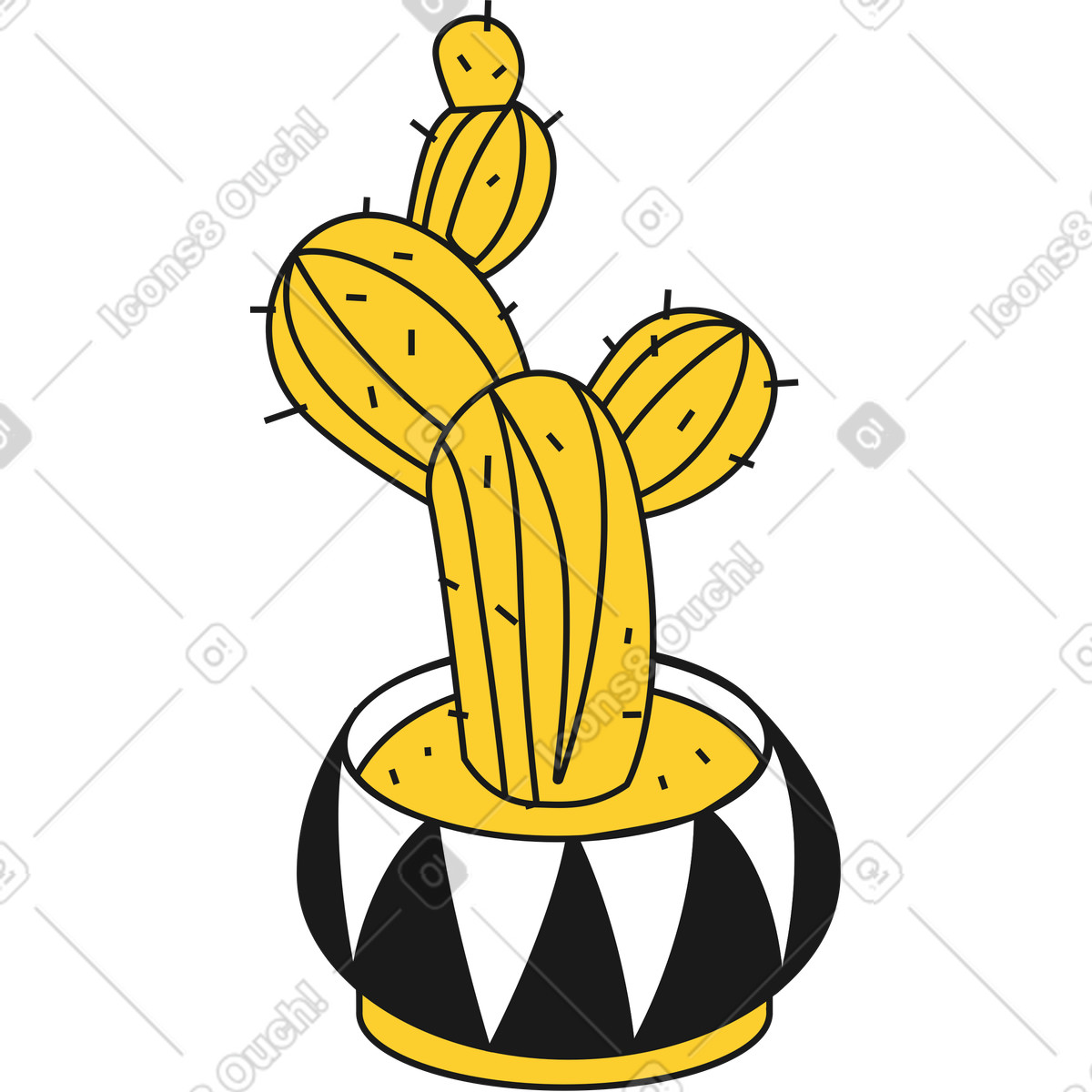Cactus illustration in Taxi style download in PNG, SVG