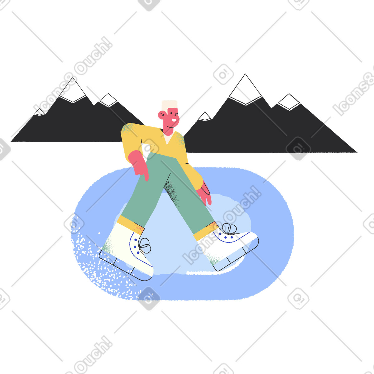 Pattinaggio sul ghiaccio in montagna illustrazione stile Pablo scarica PNG, SVG