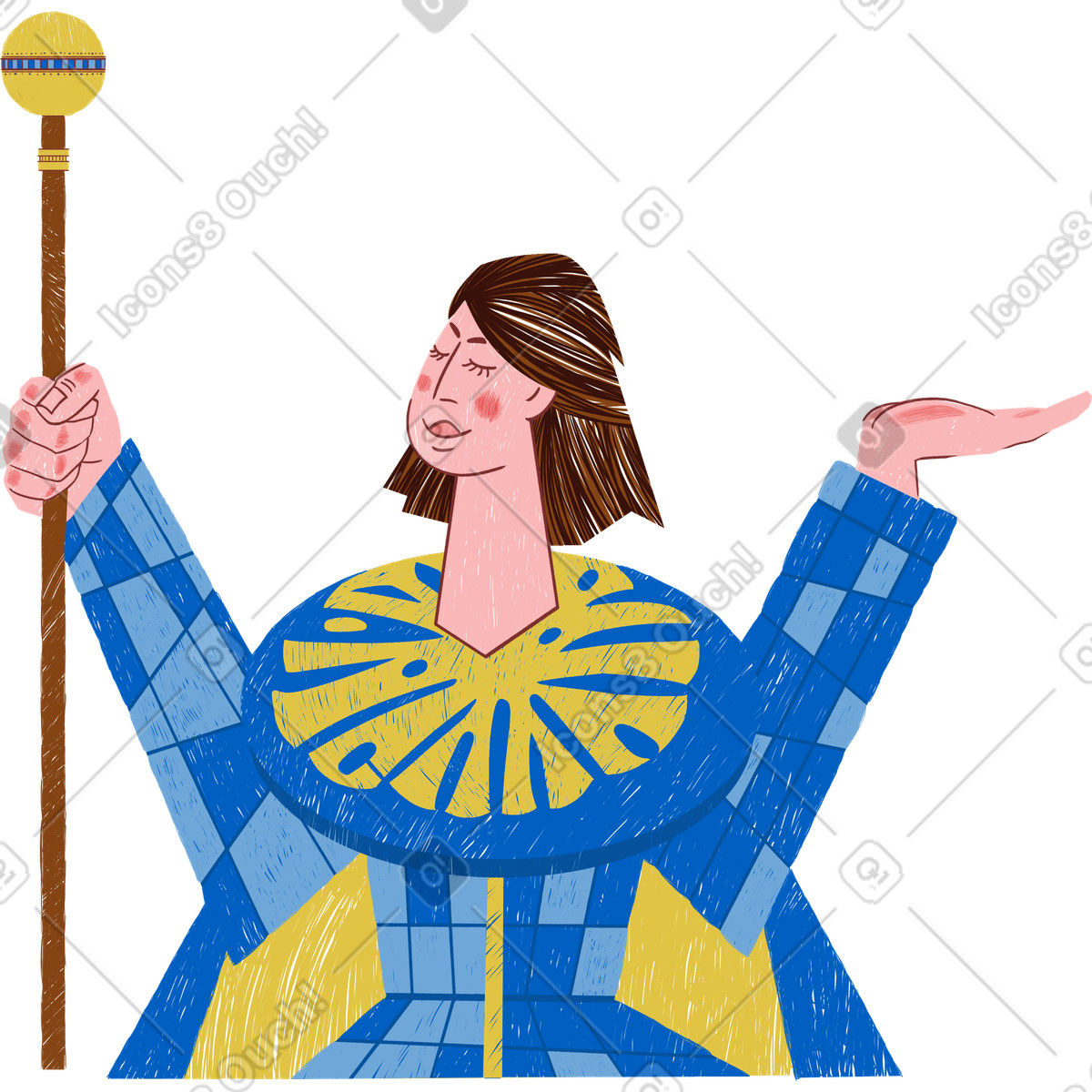 Frau-Illustration im Sleepy-Stil als Download in PNG, SVG