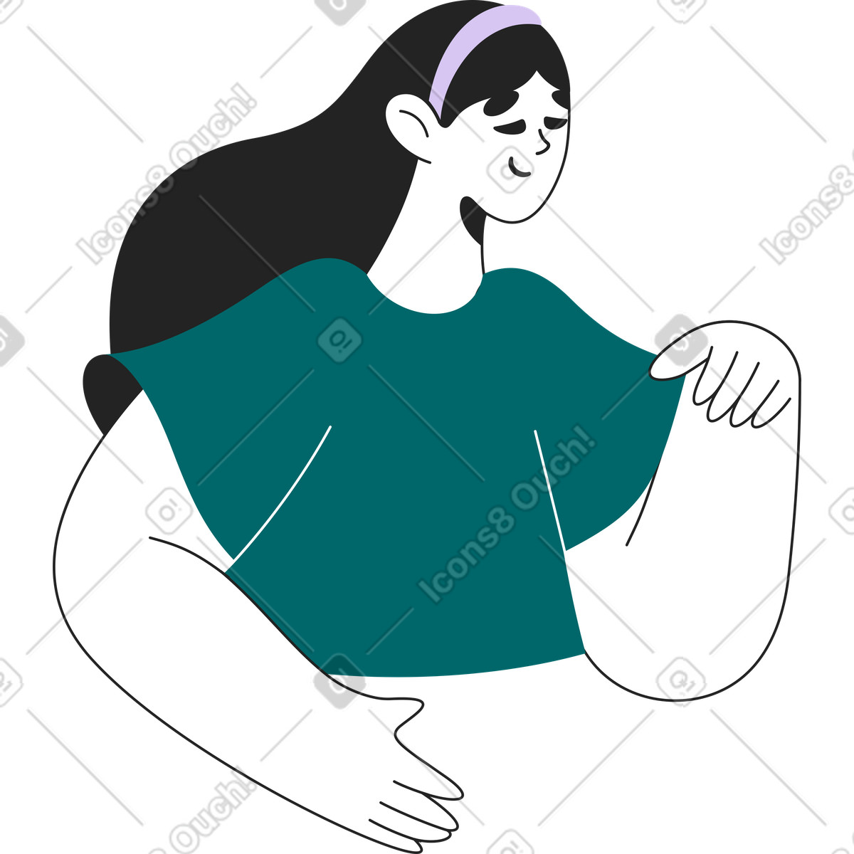 Ilustración Cuerpo de niña sosteniendo algo en estilo Sammy Line a descargar en PNG y SVG