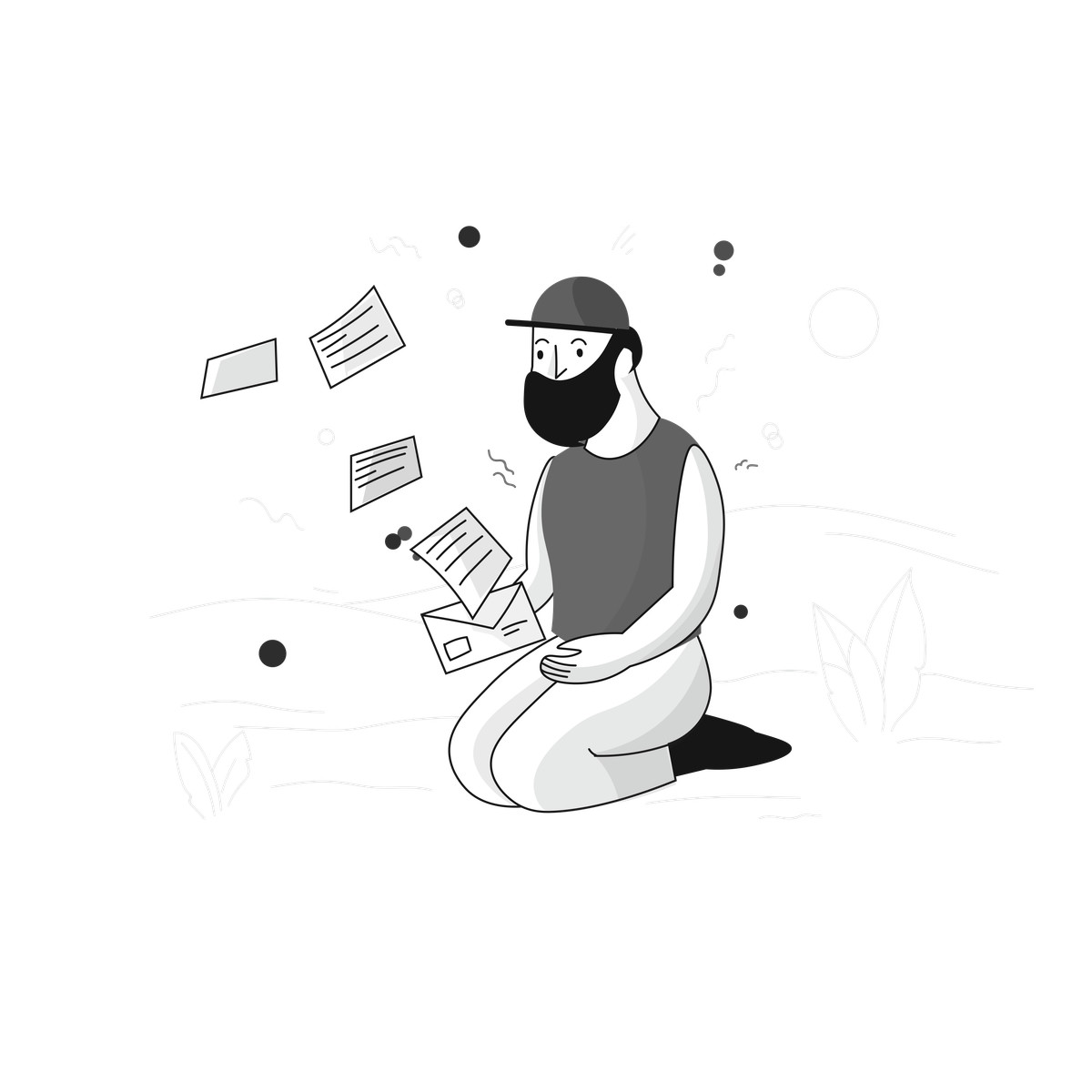 Ilustración Receiving multiple letters, newsletter subscription concept en estilo Pixeltrue a descargar en PNG y SVG