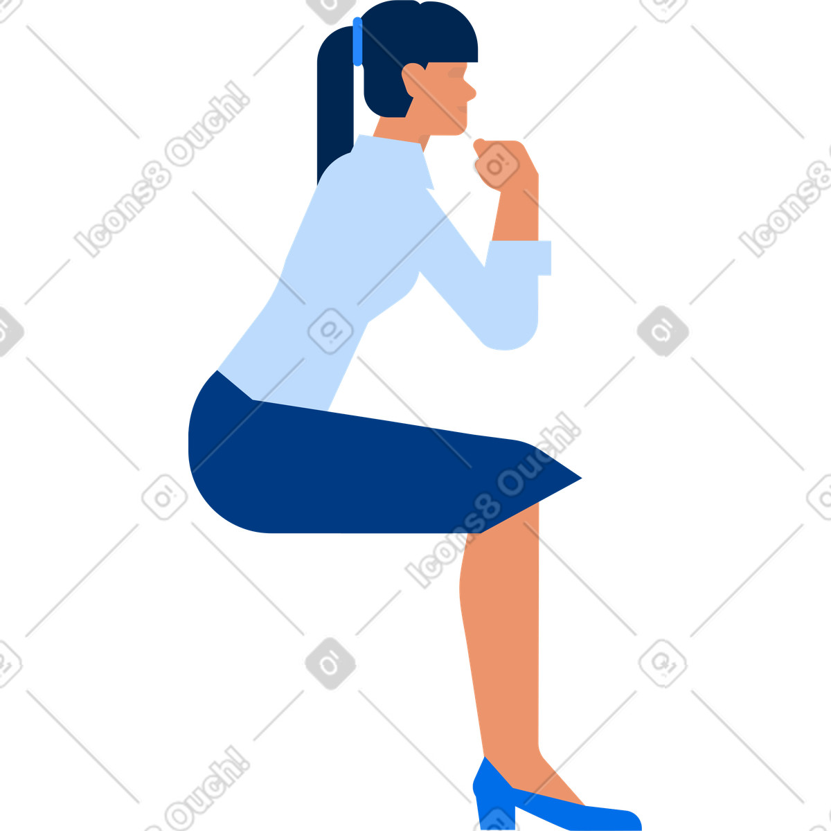 Woman sitting at a table illustration in Urban style download in PNG, SVG