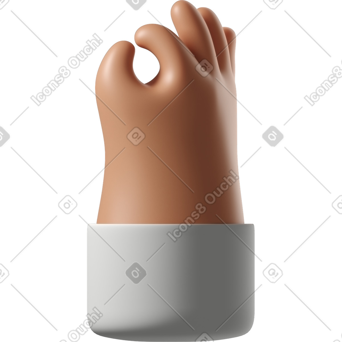 Gebräunte hauthand, die ok zeichen macht-Illustration im 3D Hands Fun&Wild-Stil als Download in PNG, SVG