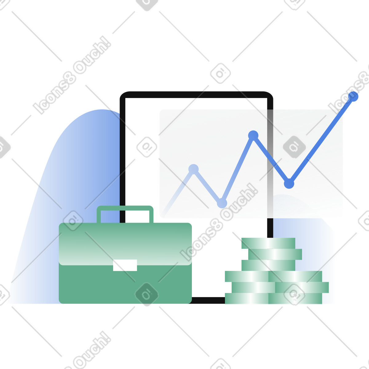 Business statistics and financial planning illustration in PNG, SVG