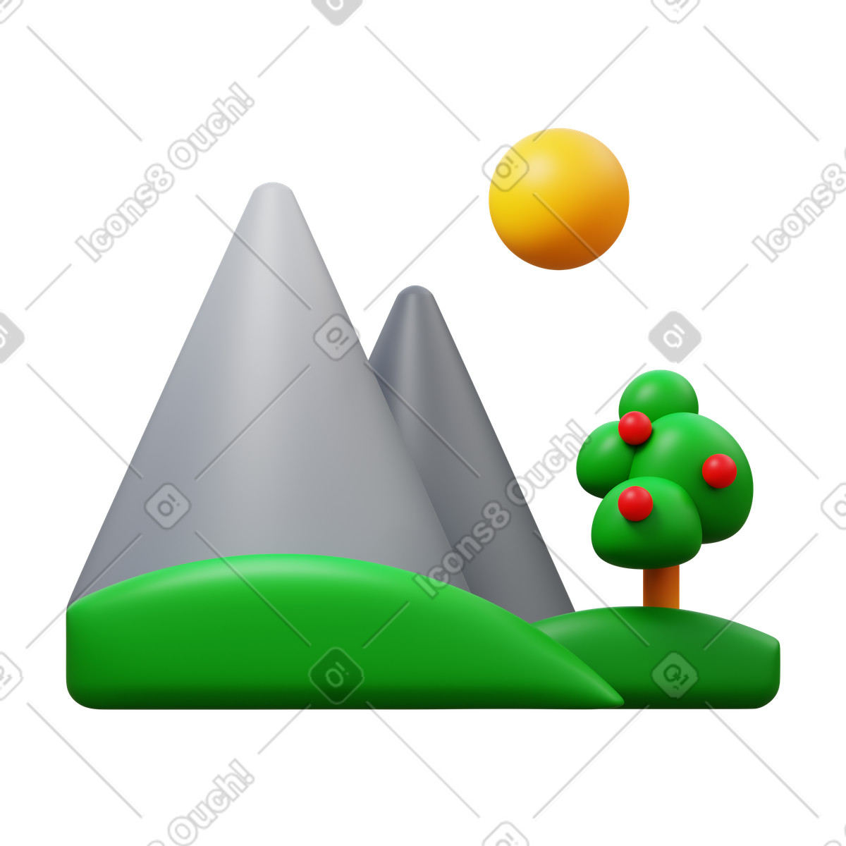 下载 3D Fluency 风格的 夏日风景 插画，支持 PNG、SVG 格式