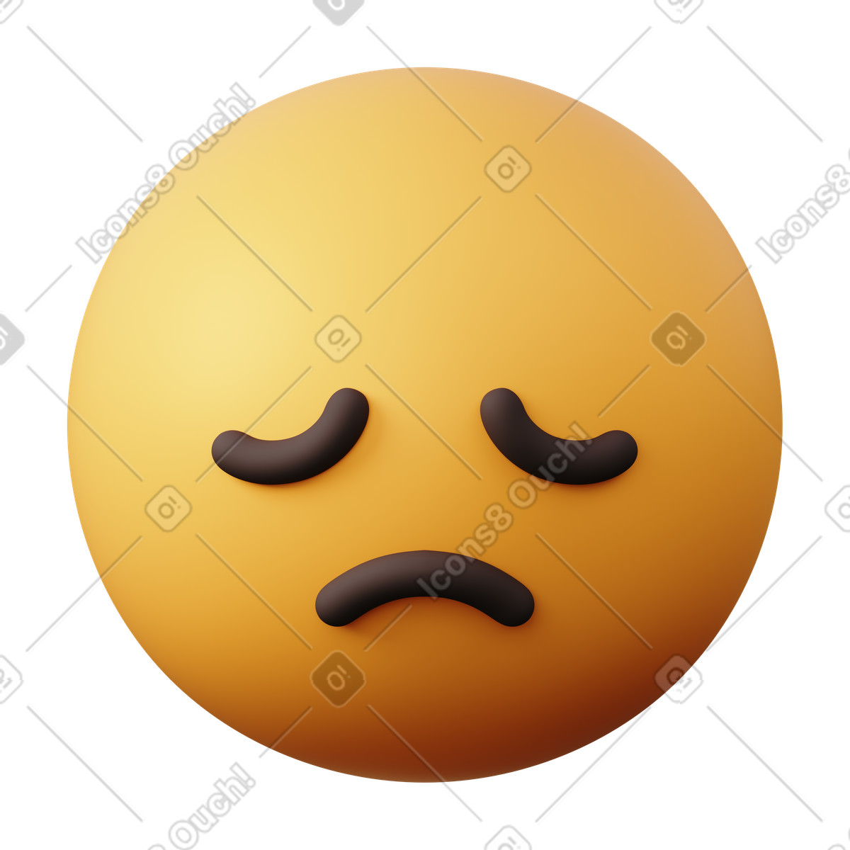 Ilustração de Emoji rosto decepcionado em no estilo 3D Sugary para baixar em PNG, SVG