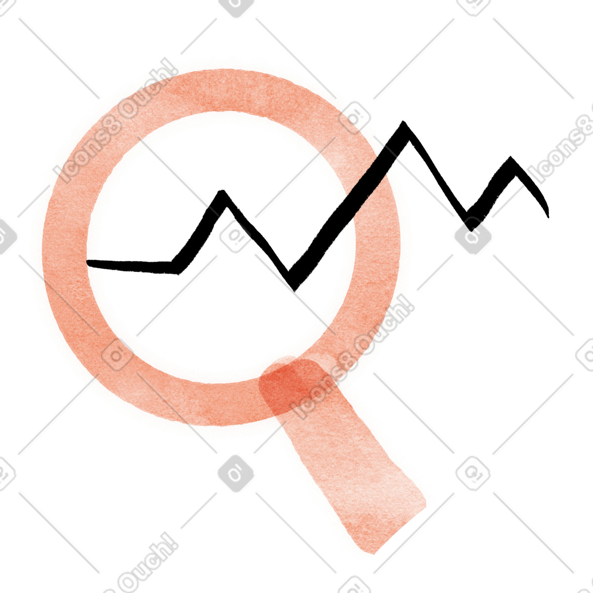 Anthropic Claude Hand Drawn 스타일의 Magnifying glass red circular shape minimal search symbol isolated 일러스트레이션 PNG, SVG 다운로드