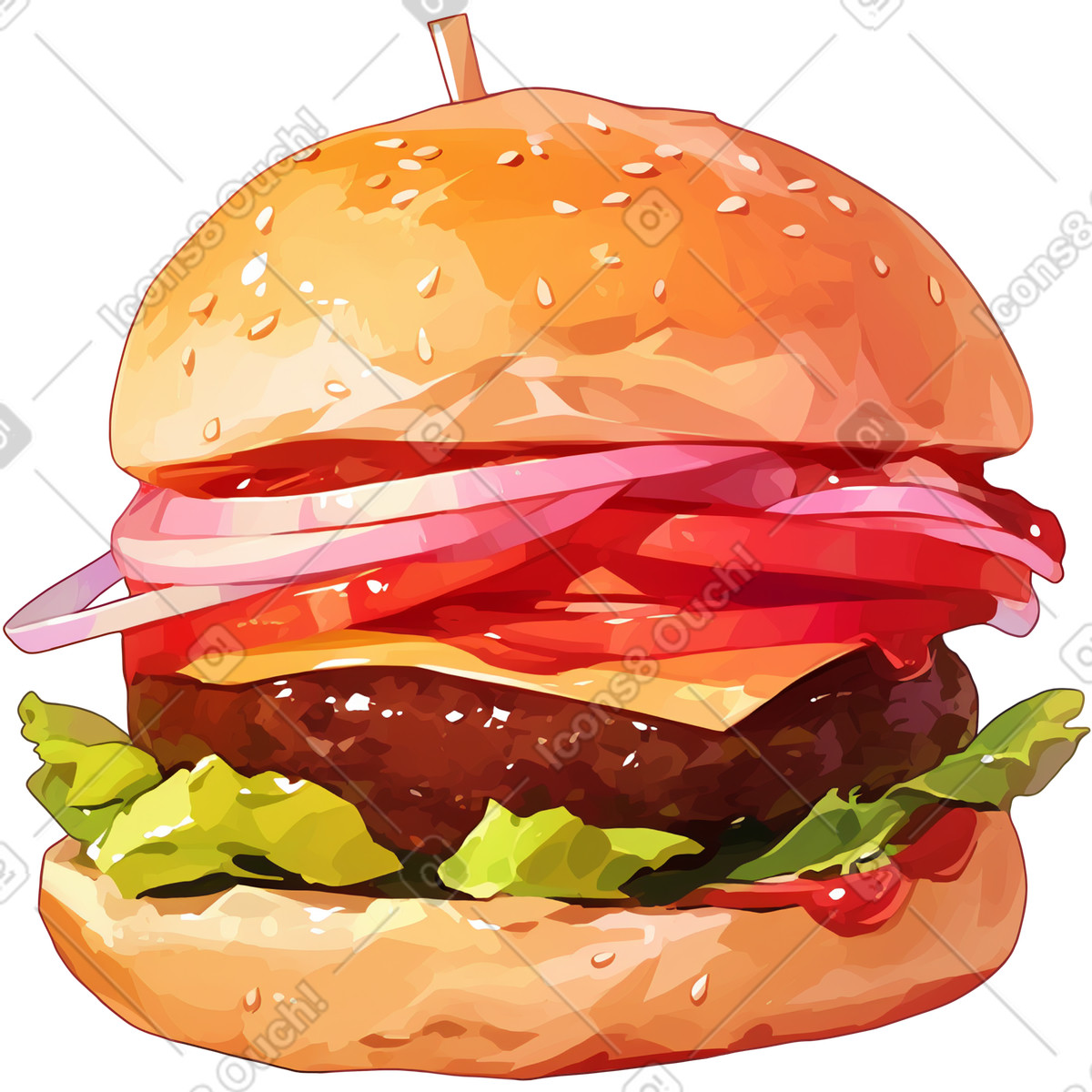 Ilustración Burger en estilo Glazy a descargar en PNG y SVG
