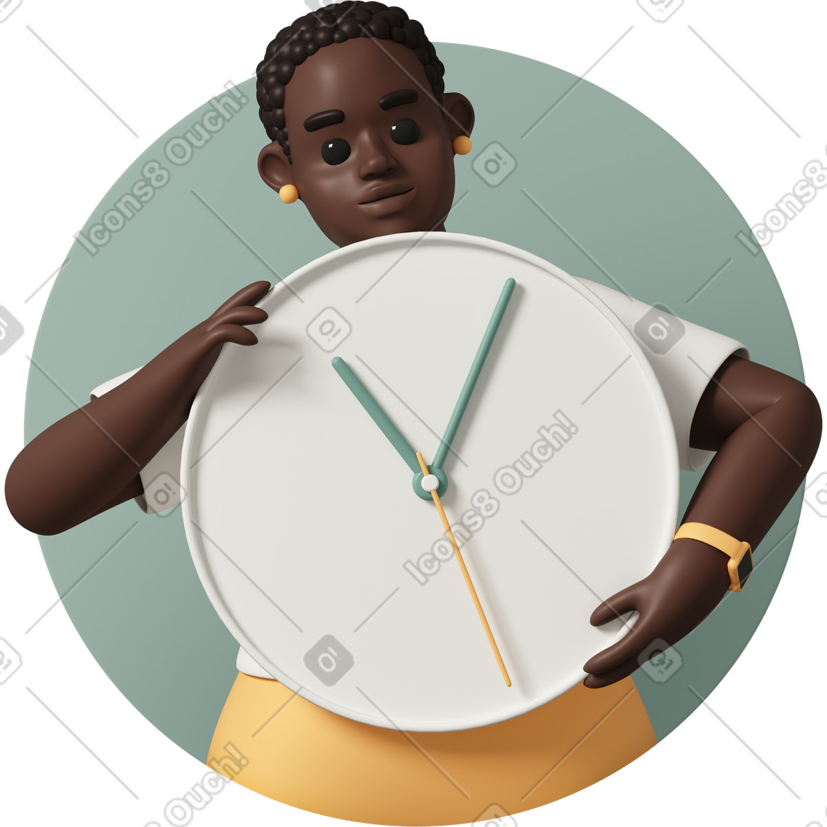 Иллюстрация Woman holding clock in front of her в стиле 3D Casual life — скачать в форматах PNG, SVG