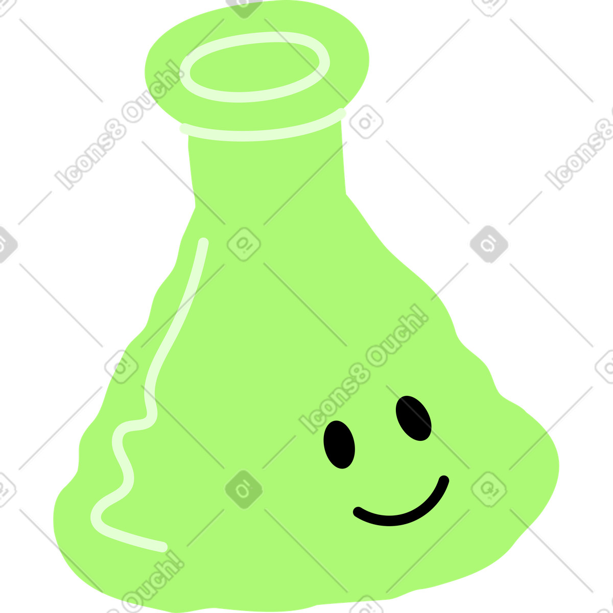 Flask with a face illustration in Giggle style download in PNG, SVG