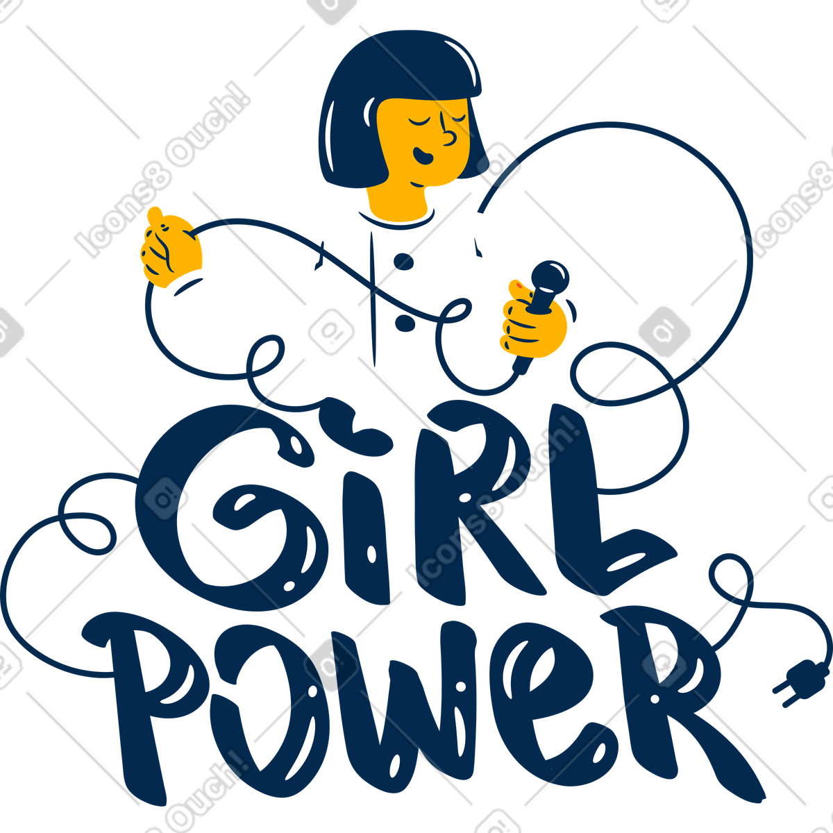 Potere della ragazza illustrazione in stile Flame scarica in PNG, SVG