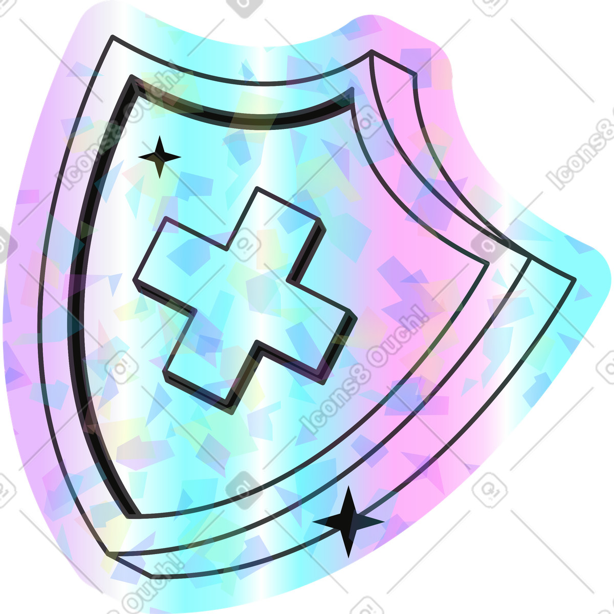 Holostickers 스타일의 안전 방패 일러스트레이션 PNG, SVG 다운로드