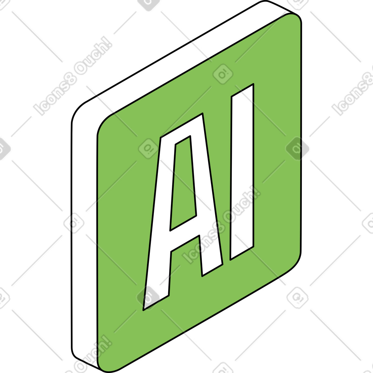 Artificial intelligence icon illustration in Isometric style download in PNG, SVG